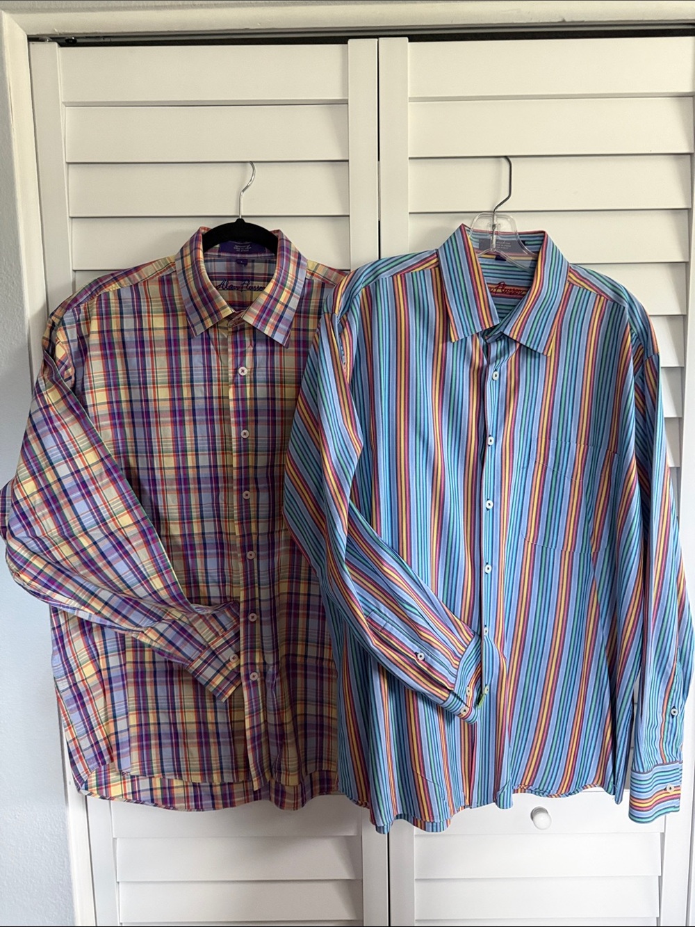 Two Alan Flusser long sleeved, cotton, shirts size large, like new.